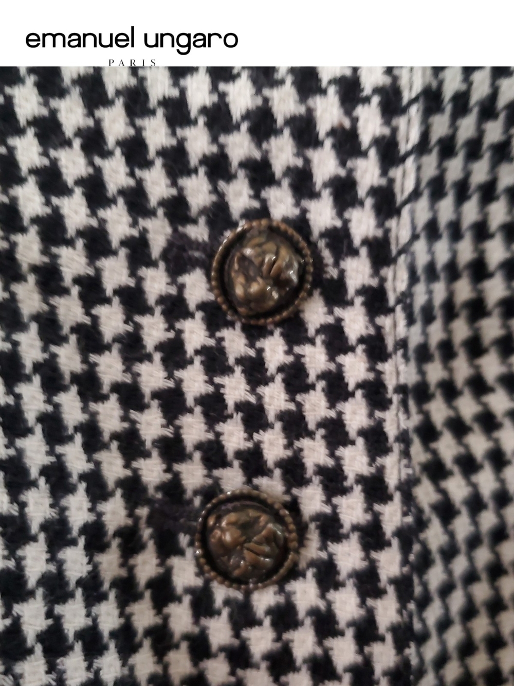 Emanuel Ungaro Parallele Houndstooth Button Front Dress Size 4 Vintage Luxury - Picture 13 of 17
